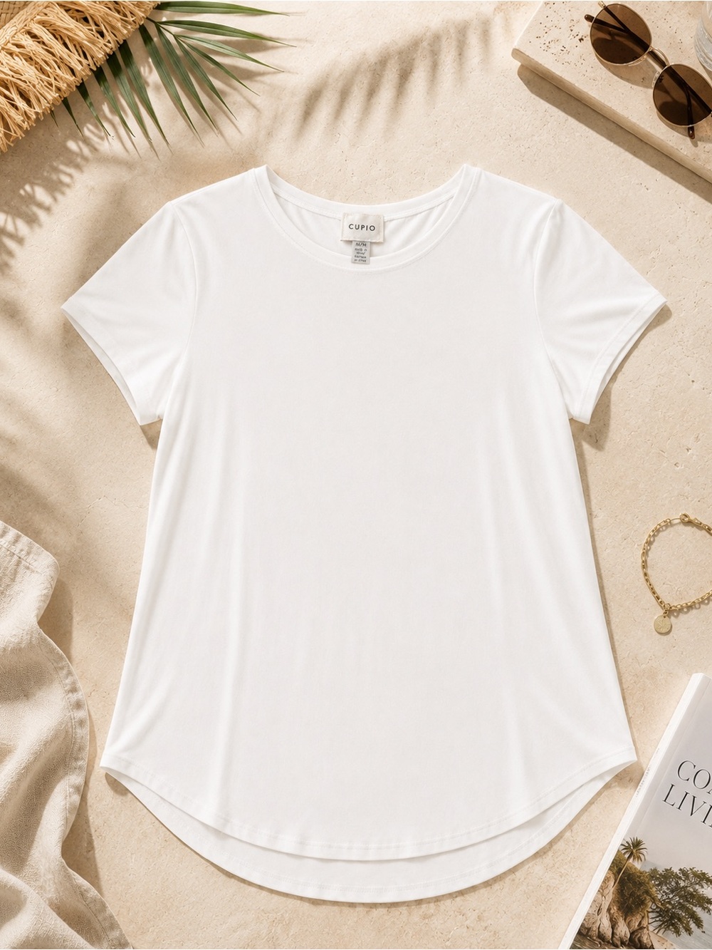Like New Cupio Ivory White Drapey High-Low Tee Top Medium